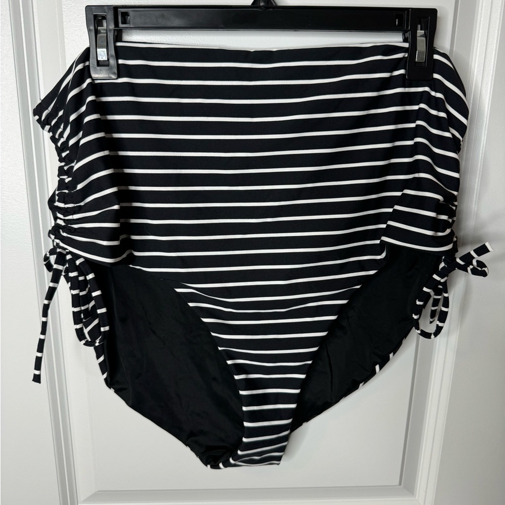 CALIA by Carrie Underwood Black and White Striped Bikini Bottoms